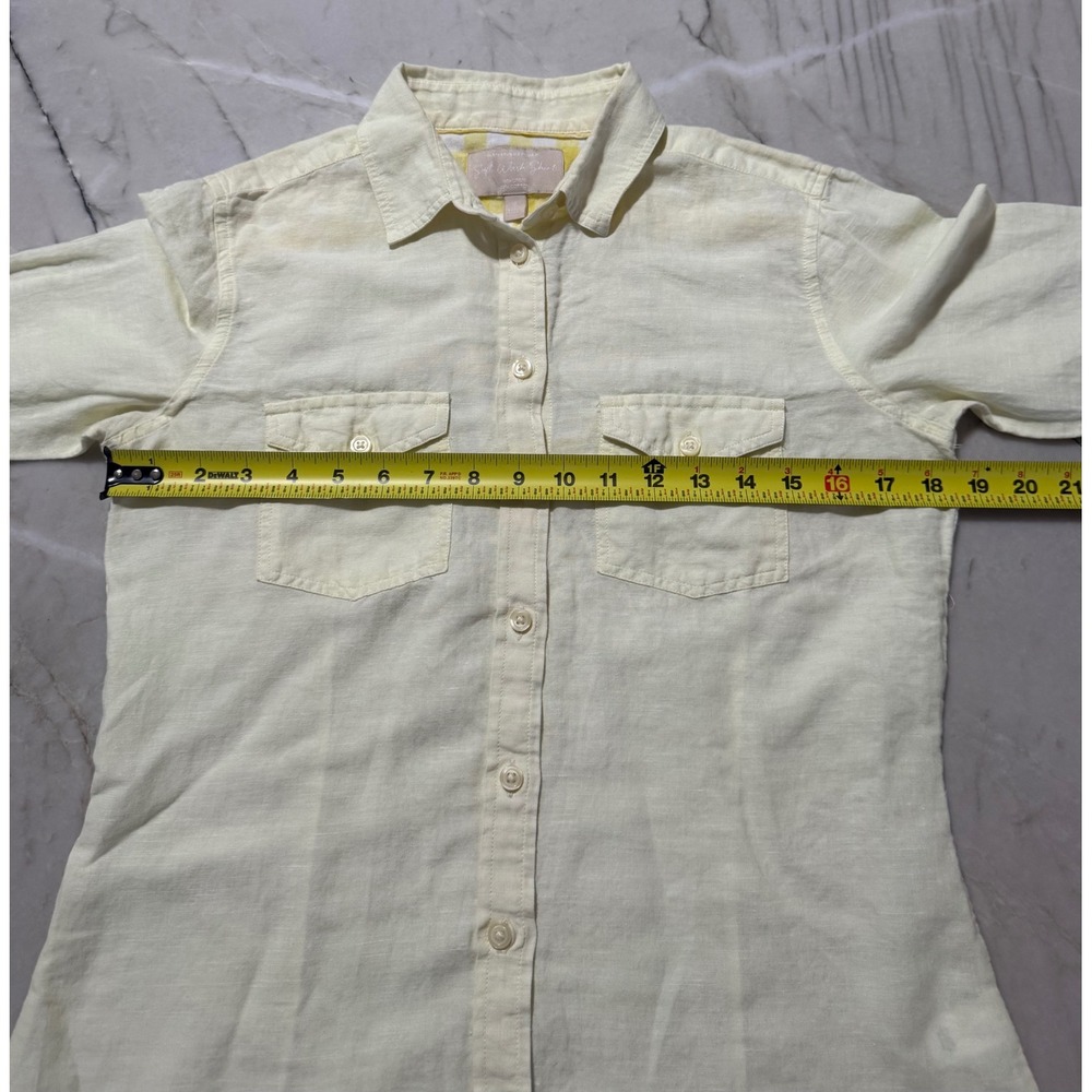 Banana Republic Soft Wash Butter Yellow Linen-Blend Button-Down Shirt Small - Picture 9 of 11